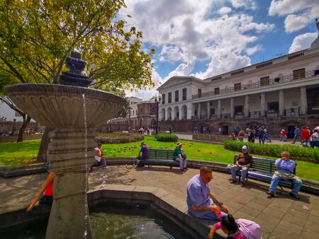 Quito, Ecuador, September 29, 2019: Plaza Grande or Plaza de la Independencia is the main square in the historic centre of Quito, Ecuador.のeditorial素材