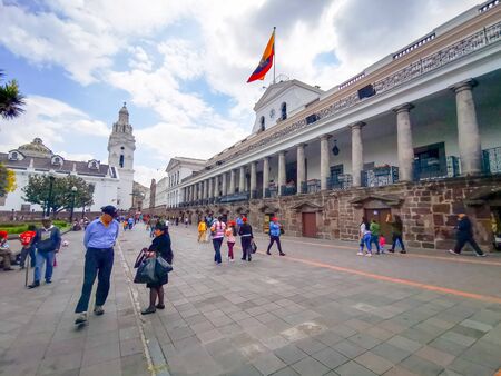 Quito, Ecuador, September 29, 2019: Plaza Grande or Plaza de la Independencia is the main square in the historic centre of Quito, Ecuador.のeditorial素材