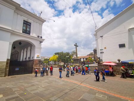 Quito, Ecuador, September 29, 2019: View of the historic centre of Quito, Ecuador. Proclaimed by the Unescoのeditorial素材