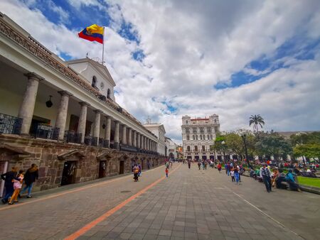 Quito, Ecuador, September 29, 2019: Plaza Grande or Plaza de la Independencia is the main square in the historic centre of Quito, Ecuador.のeditorial素材