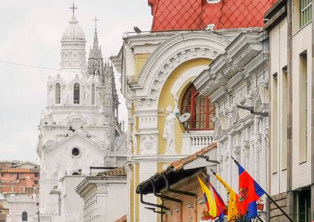 Quito, Ecuador, September 29, 2019: View of the historic centre of Quito, Ecuador. Proclaimed by the Unescoのeditorial素材