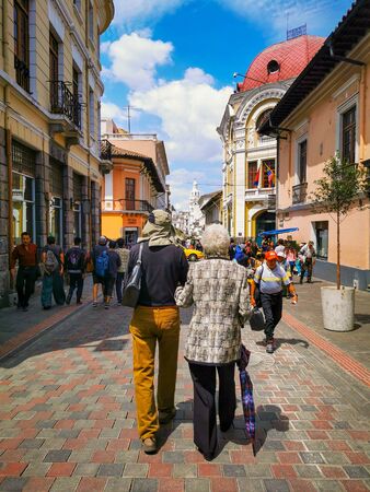 Quito, Ecuador, September 29, 2019: View of the historic centre of Quito, Ecuador. Proclaimed by the Unescoのeditorial素材