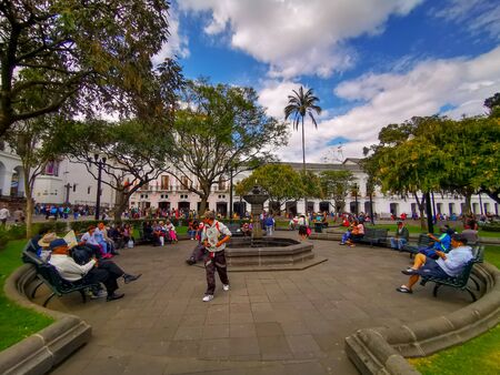 Quito, Ecuador, September 29, 2019: View of the historic centre of Quito, Ecuador. Proclaimed by the Unesco.のeditorial素材