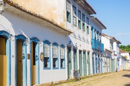 Street of historical center in Paraty, Rio de Janeiro, Brazil. Paraty is a preserved Portuguese colonial and Brazilian Imperial municipalityの写真素材