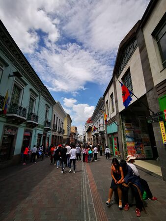 Quito, Ecuador, September 29, 2019: View of the historic centre of Quito, Ecuador. Proclaimed by the Unesco.のeditorial素材
