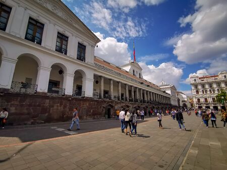 Quito, Ecuador, September 29, 2019: View of the historic centre of Quito, Ecuador. Proclaimed by the Unesco.のeditorial素材