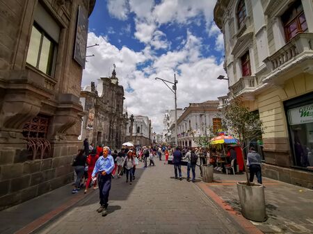 Quito, Ecuador, September 29, 2019: Historic centre of Quito. Spanish colonial architecture. Proclaimed by the Unesco.のeditorial素材