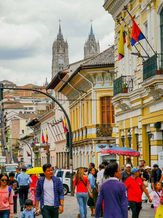 Quito, Ecuador, September 29, 2019: View of the historic centre of Quito, Ecuador. Proclaimed by the Unesco.のeditorial素材