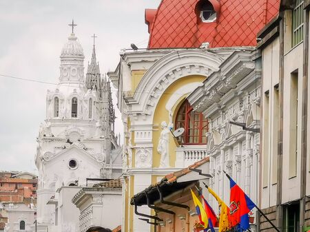 Quito, Ecuador, September 29, 2019: Historic centre of Quito. Spanish colonial architecture. Proclaimed by the Unesco.のeditorial素材