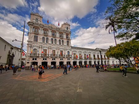 Quito, Ecuador, September 29, 2019: Plaza Grande or Plaza de la Independencia is the main square in the historic centre of Quito, Ecuadorのeditorial素材