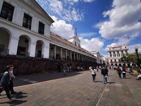 Quito, Ecuador, September 29, 2019: View of the historic centre of Quito, Ecuador. Proclaimed by the Unesco.のeditorial素材