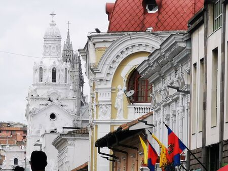 Quito, Ecuador, September 29, 2019: View of the historic centre of Quito, Ecuador. Proclaimed by the Unesco.のeditorial素材