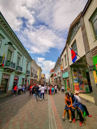 Quito, Ecuador, September 29, 2019: View of the historic centre of Quito, Ecuador. Proclaimed by the Unesco.のeditorial素材