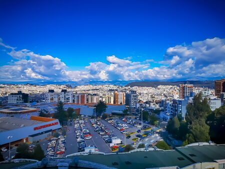 Quito, ECUADOR, 25 October 2019: Panorama of Quito, Ecuador from the Pichincha Volcanoのeditorial素材