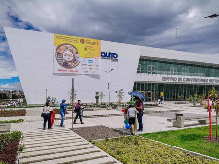 Quito, Pichincha Ecuador - October 25, 2019:Unidentified tourists at Bicentennial Event Center, middle of Quito near an airfield, A convention center.のeditorial素材