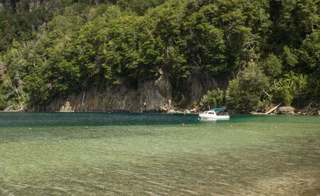 Lake Nahuel Huapi and Villa La Angostura town, Argentina.の写真素材