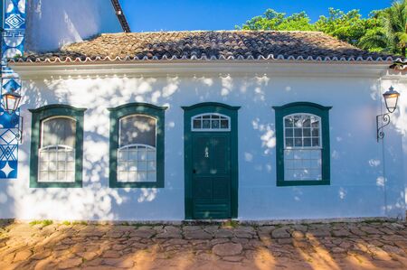 Street of historical center in Paraty, Rio de Janeiro, Brazil. Paraty is a preserved Portuguese colonial and Brazilian Imperial municipalityの写真素材