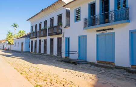 Street of historical center in Paraty, Rio de Janeiro, Brazil. Paraty is a preserved Portuguese colonial and Brazilian Imperial municipalityの写真素材