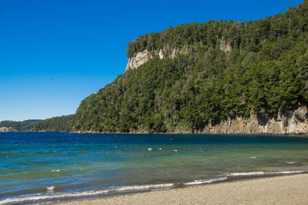 Lake Nahuel Huapi and Villa La Angostura town, Argentinaの写真素材