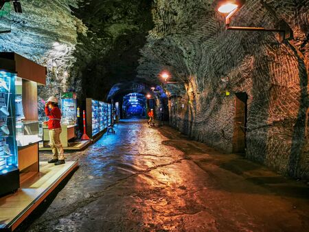 ZIPAQUIRA, COLOMBIA - NOVEMBER 12, 2019: Underground Salt Cathedral Zipaquira built within the tunnels from a mine 200 meters underground.のeditorial素材