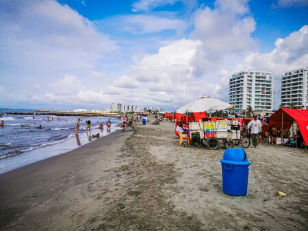 Cartagena Colombia beach adyacent to the olt townの写真素材