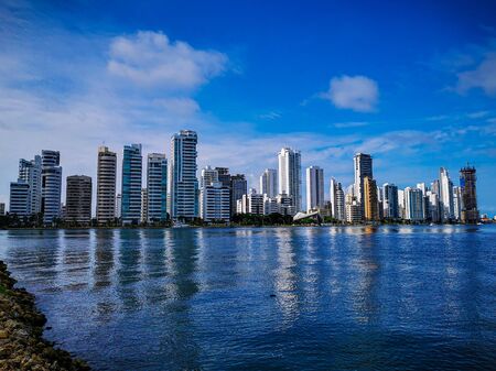 Bocagrande neighborhood of Cartagena, Colombia. Skyline architecture of the city.の写真素材