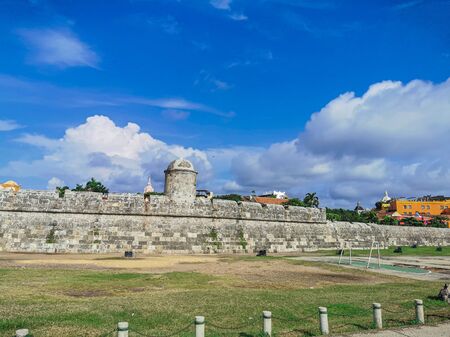 fort buildings in touristic town of Cartagena - Colombiaの写真素材