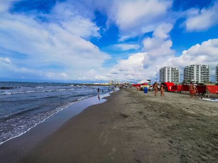 Cartagena Colombia beach adyacent to the olt townの写真素材