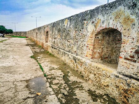 Old historic part of Cartagena surrounded by the defensive wall.の写真素材