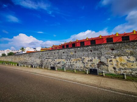 fort buildings in touristic town of Cartagena - Colombia.の写真素材