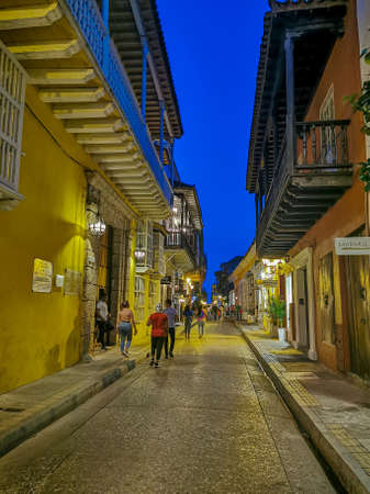 CARTAGENA, COLOMBIA - NOVEMBER 09, 2019: Streets of the old city of Cartagena Cartagena de Indias in Colombia,のeditorial素材