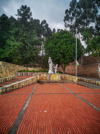 ZIPAQUIRA, COLOMBIA - NOVEMBER 12, 2019: statue putside the Underground Salt Cathedral Zipaquira built within the tunnels from a mine.のeditorial素材