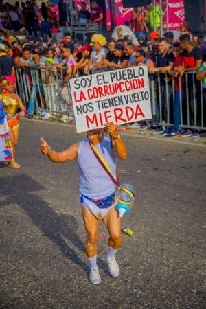 CARTAGENA, COLOMBIA - NOVEMBER 07, 2019: Unidentified people parading in the independece day parade on the streets of Cartagenaのeditorial素材
