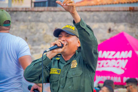 CARTAGENA, COLOMBIA - NOVEMBER 07, 2019: Law enforcment personel at the independece day parade on the streets of Cartagenaのeditorial素材
