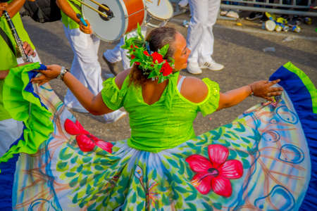 CARTAGENA, COLOMBIA - NOVEMBER 07, 2019: Happy beauty queen parading at the independece day parade on the streets of Cartagenaのeditorial素材