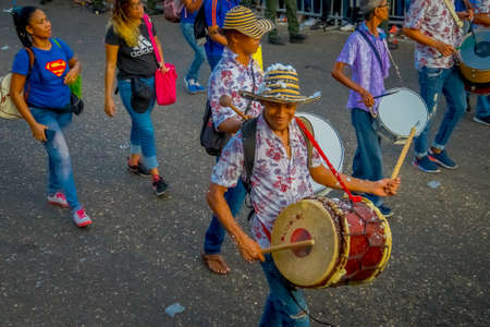 CARTAGENA, COLOMBIA - NOVEMBER 07, 2019: Unidentified people parading in the independece day parade on the streets of Cartagenaのeditorial素材