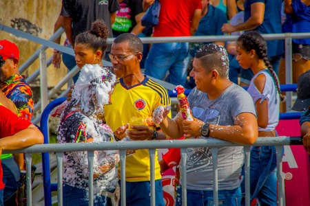 CARTAGENA, COLOMBIA - NOVEMBER 07, 2019: Unidentified spectators at the independece day parade on the streets of Cartagenaのeditorial素材