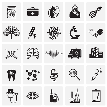 Medical icons set squares on white backgroundの写真素材
