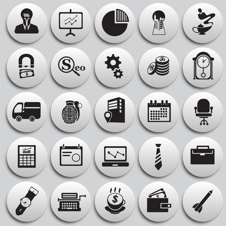 Business icons set on button tabs backgroundの写真素材