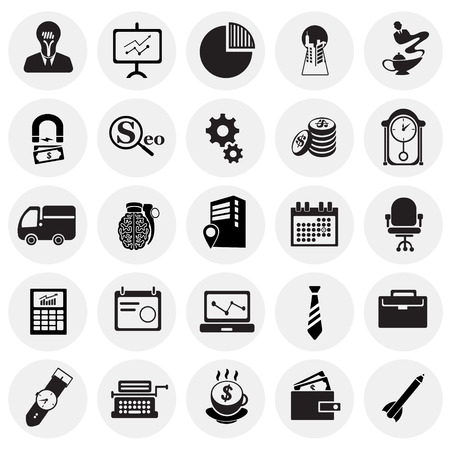 Business icons set on white backgroundの写真素材
