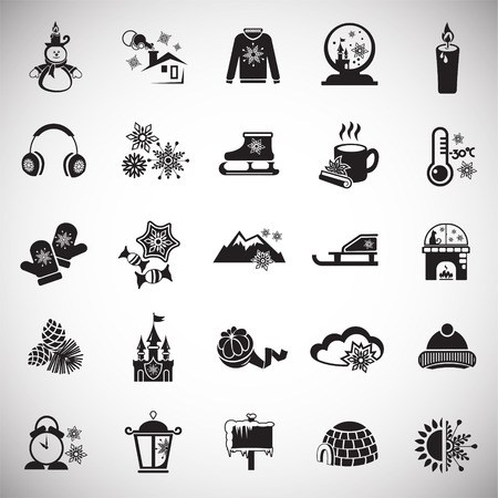Christmas icons set on white background simpleのイラスト素材