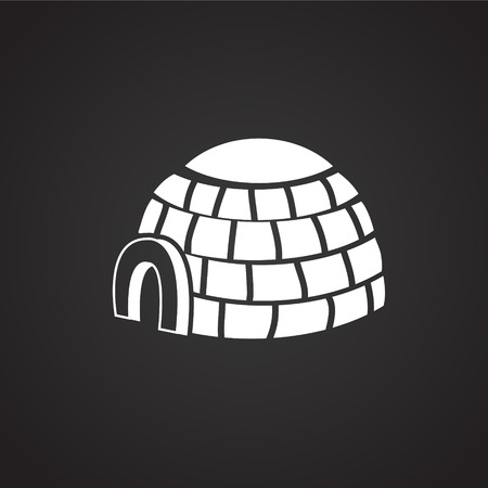 Ice block house on black background iconの写真素材