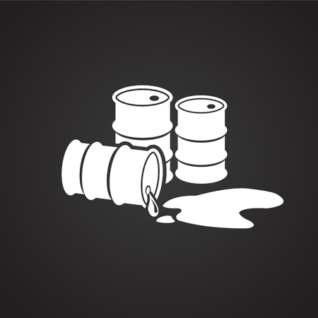 Crude oil barrels on black background leaking iconのイラスト素材
