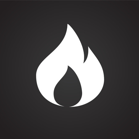 Flame icon on black backgroundの写真素材