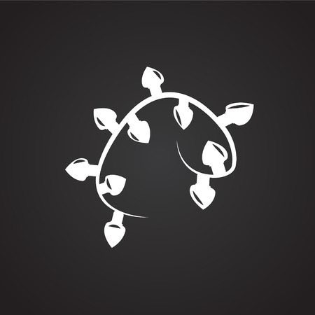 Christmas tree lights on black background iconのイラスト素材