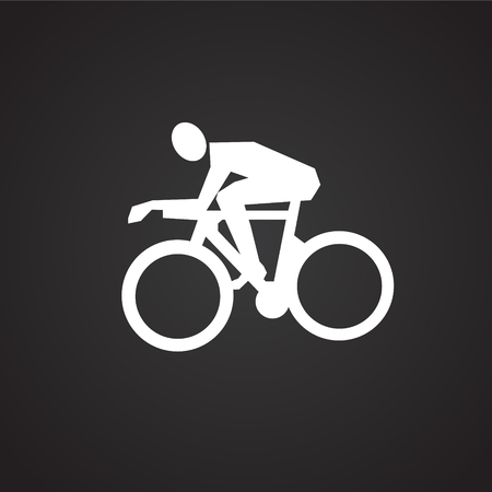 Cycling on black background iconのイラスト素材