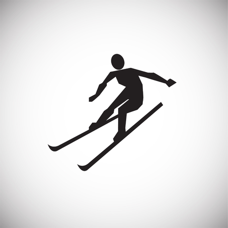 Skier on white background iconのイラスト素材