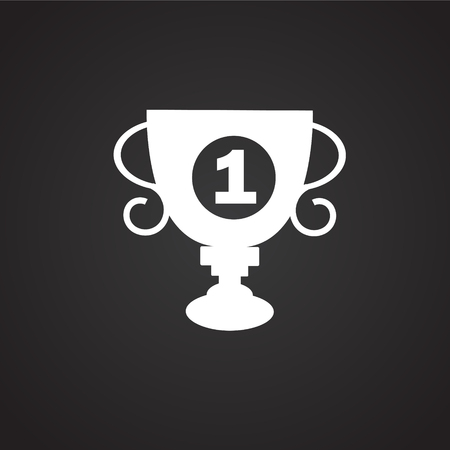 First place cup on black background iconの写真素材