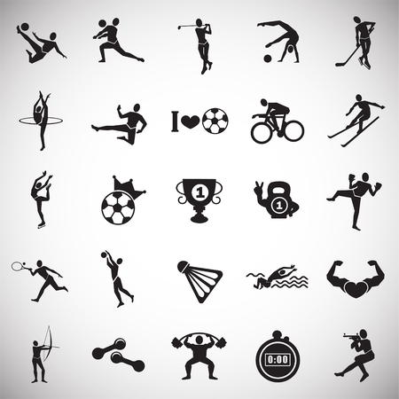 Sport disciplines set on white background iconsの写真素材