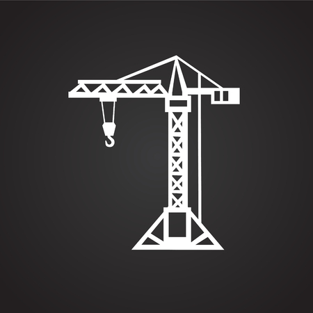 Crane on black background iconのイラスト素材